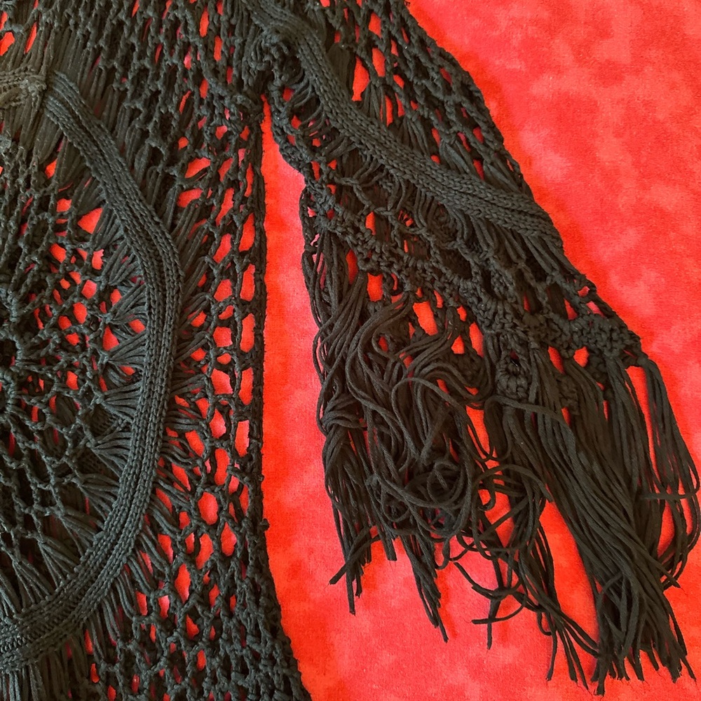 Black Crochet Fringe Top - Picture 5 of 11
